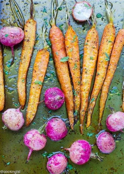 Roasted Carrots And Radishes With Summer Savory