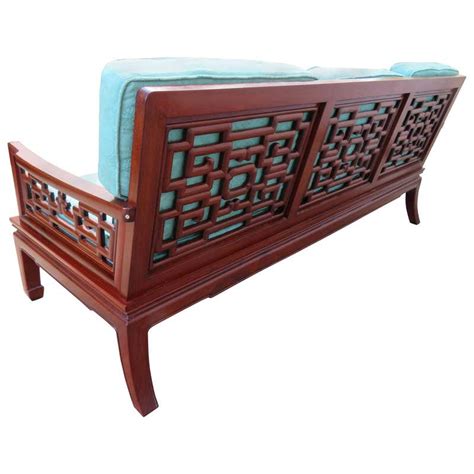 Exquisite Chinoiserie Ming Style Carved Rosewood Sofa Asian Modern At
