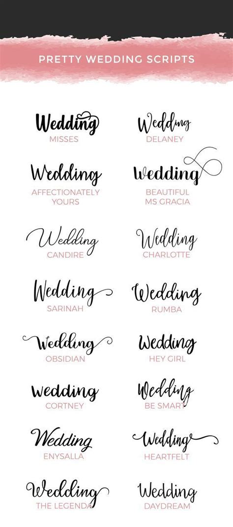 Cute And Elegant Script Fonts For Wedding Invitations Signage
