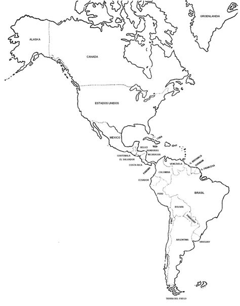 Mapa De América Para Dibujar Mapa De América