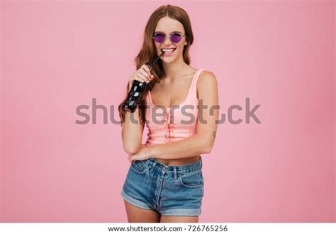 Portrait Sexy Slim Woman Sunglasses Summer Stock Photo