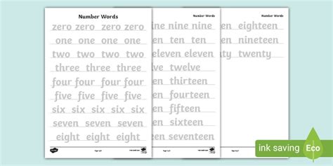 Number Spellings 0 20 Letter Tracing Teacher Made