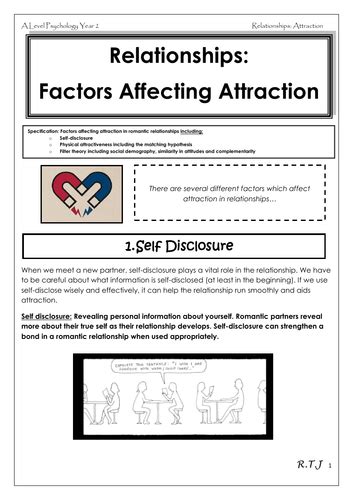 Factors Affecting Attraction Year 2 Relationships Aqa Psychology