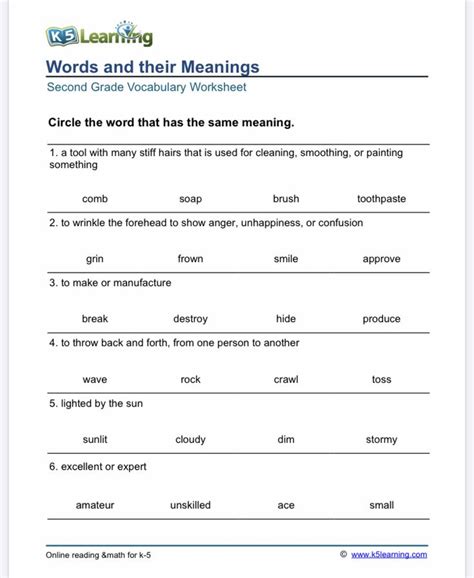 Pin By Epic Worksheets On 2nd Grade Vocabulary Vocabulary Worksheets