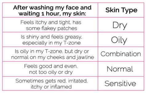What Is My Skin Type And How I Can Find It Out Skin Types Chart Skin