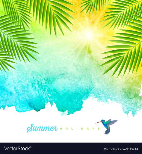Tropical Summer Watercolor Background Royalty Free Vector