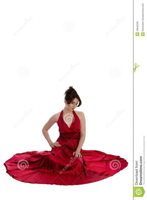 Young Beautiful Woman In Red Evening Dress Stock Image Image Of