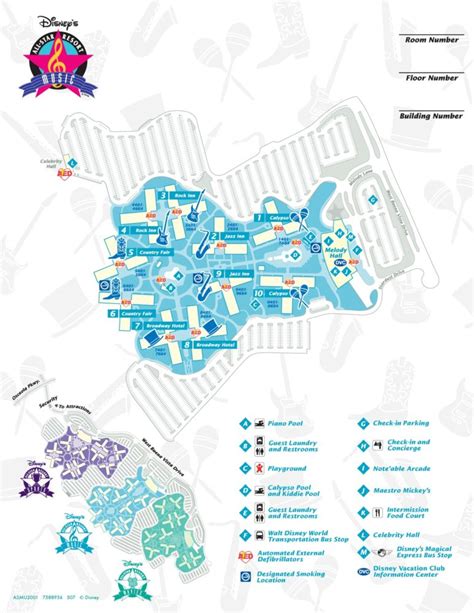 Click the map to see the general layout. Disney All-Star Music Resort - Doctor Disney