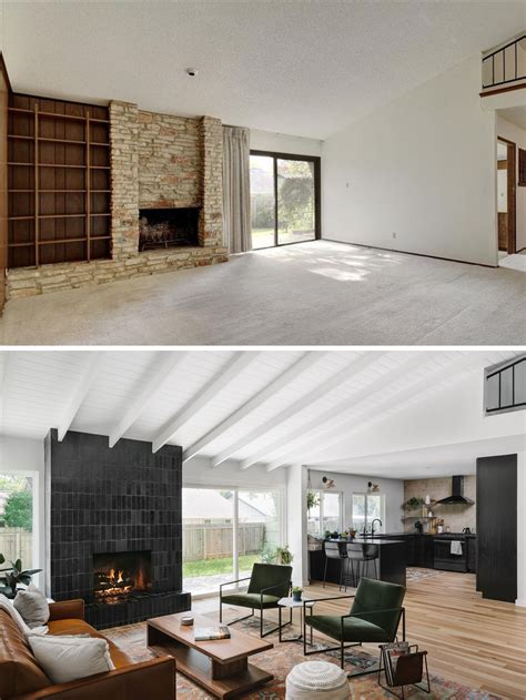before and after a dated 1970s house got a jaw dropping modern remodel is now totally