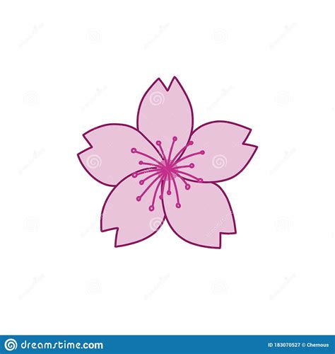 Sakura Flower Cherry Blossom Doodle Icon Vector Illustration Stock