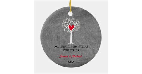 Our First Christmas Together Love Tree Chalkboard Ceramic Ornament Zazzle
