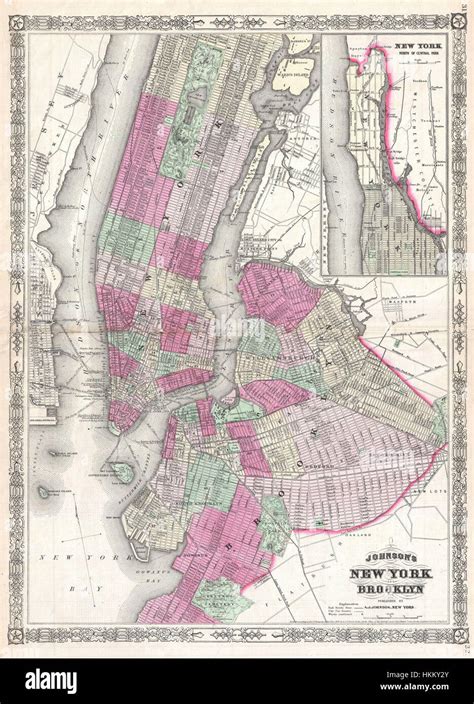 1866 Johnson Map Of New York City And Brooklyn Geographicus