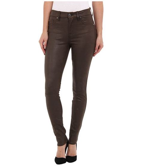 For All Mankind Knee Seam Skinny W Contour Wb In Mink Leather Like