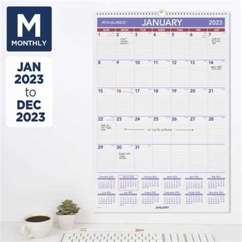 At A Glance 2023 Ry Erasable Monthly Wall Calendar Large 15 12 X 22