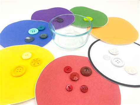 Colorful Button Sorting Activity For Easy Preschool Stem