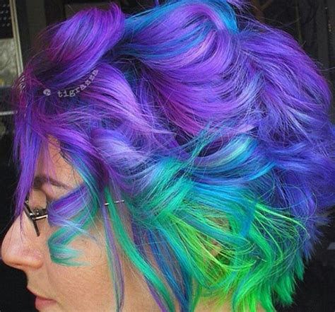 Purple Green Dyed Hair Hair Styles Neon Hair Hair