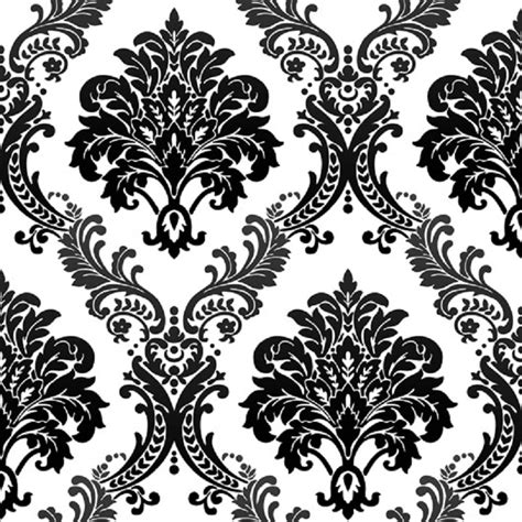 10m Vintage Luxury Black Damask On White Textured Embossed