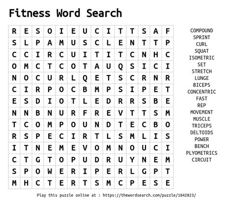Download Word Search On Fitness Word Search