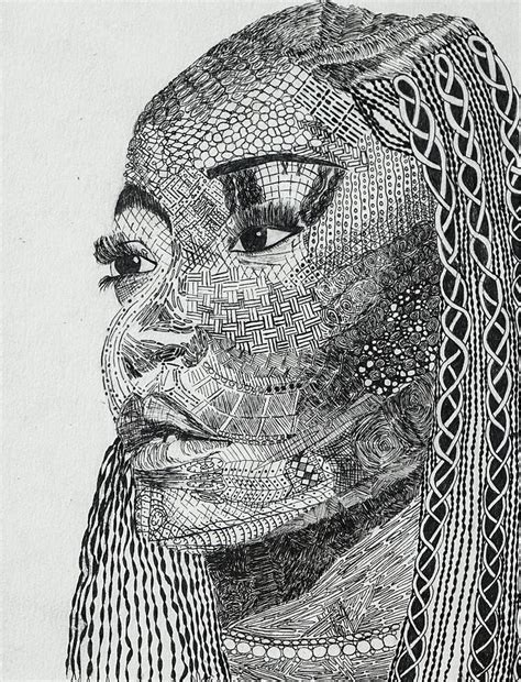Zentangle Portrait Drawing By Michael Ilisoi
