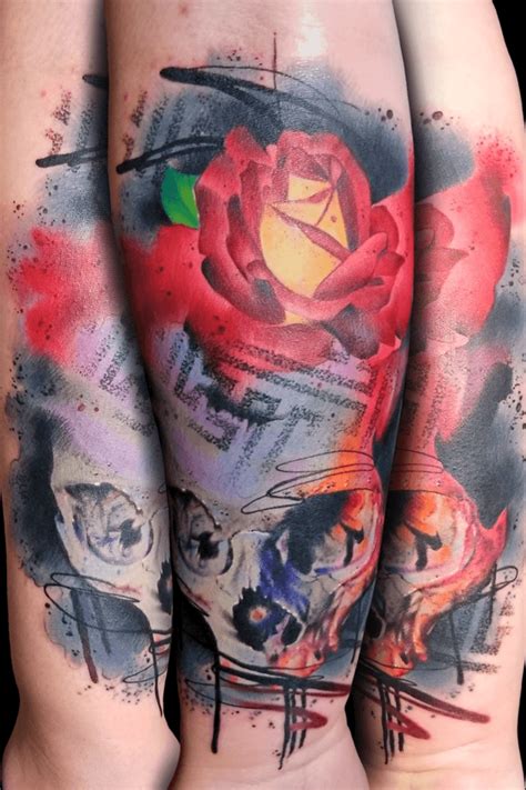 Tattoo Uploaded By Derek Scott Watercolor Abstract Skull Morph Won