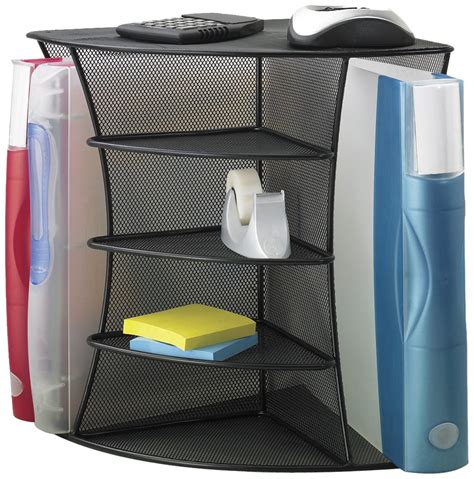 Mesh medium desktop organizer white. NEW Mesh Desk Corner Organizer Shelves Storage Steel Black ...