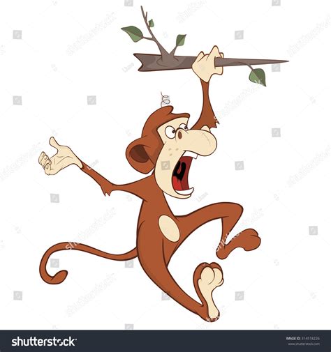 Cheerful Monkey Cartoon Vector De Stock Libre De Regalías 314518226