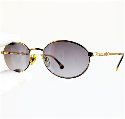 Gucci Oval Sunglasses Vintage Rare Gold Plated Horse Gem