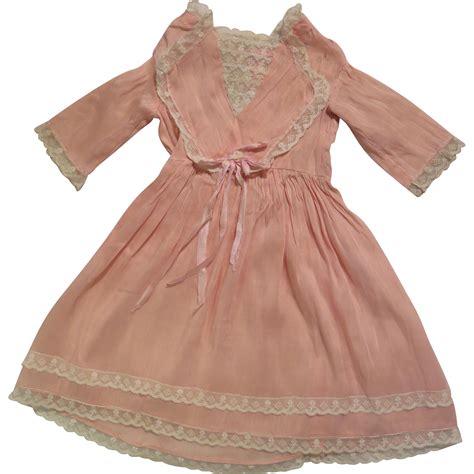 antique pink silk 14 inch dress for bisque doll from virtu doll on ruby lane