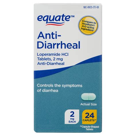 Equate Loperamide Tablets For Diarrhea 2 Mg 24 Count