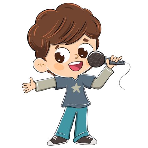 Premium Vector Boy Singing With A Microphone Or Doing A Presenting