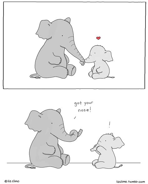 Got Your Nose ~ Mom And Baby Elephant Playing Liz Climo