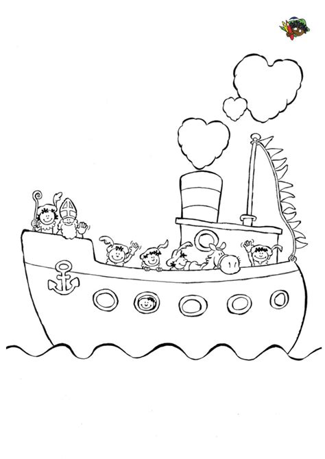 Mewarnai Oyeye Kleurplaat Kinderen Aan Stoomboot Van Sinterklaas