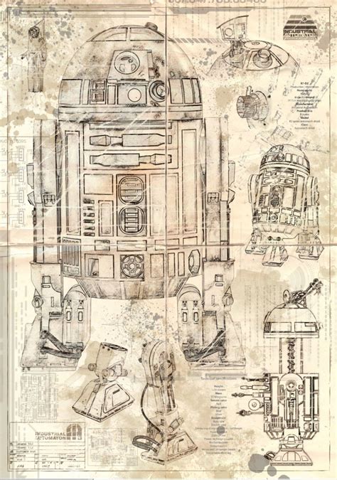 R2 D2 Star Wars Aged Blueprint Etsy Star Wars Prints Star Wars Drawings Star Wars Wallpaper