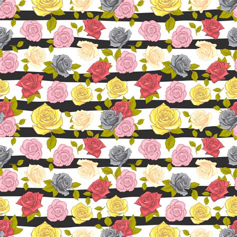 Flower Rose Seamless Pattern Vector Floral Rose Seamless Pattern 141