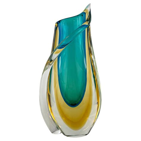 Mid Century Modern Signed Luigi Camozzo Iridescent Amber Murano Art Glass Vase For Sale At 1stdibs