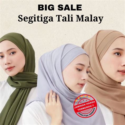 Jual Jilbab Segitiga Tali Malaysia 1 Layer Hijab Instan Malay Kerudung