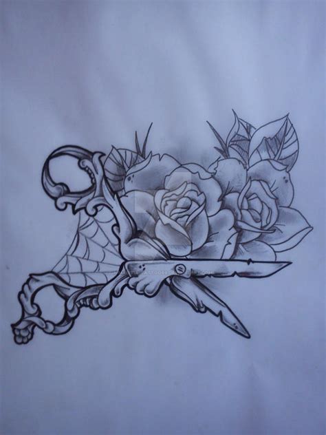 Scissors And Roses Tattoo By Malitia Tattoo89 On Deviantart