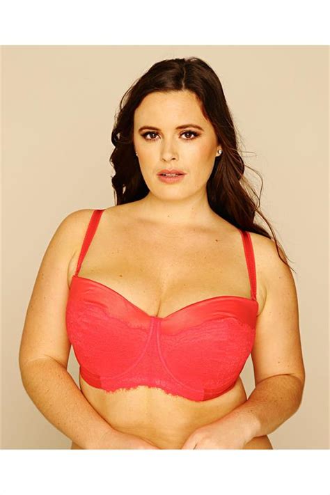 Red Satin And Lace Under Wired Balconette Bra