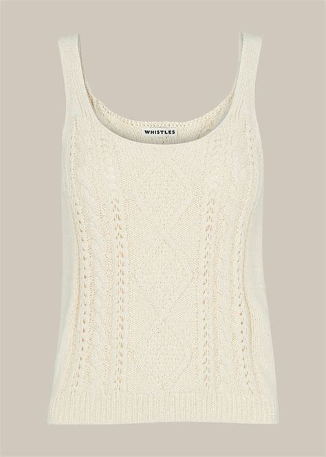 Ivory Cable Knitted Vest Whistles