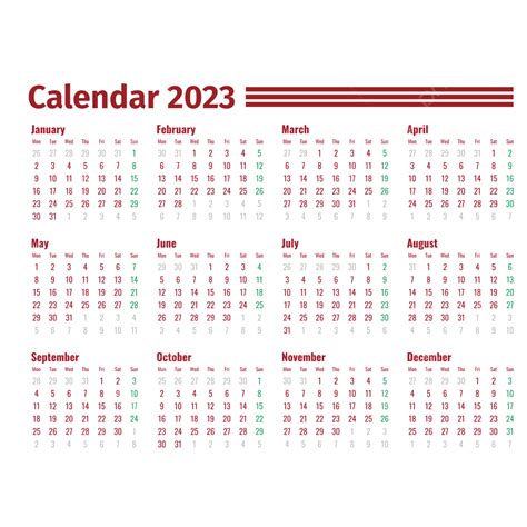 Calendario Semplice 2023 Calendario Rosso Calendario 2023 Calendario