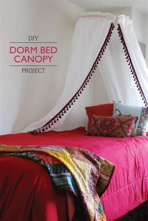 Get Lakens Look Diy Dorm Bed Canopy Project Dorm Bed Canopy Dorm Room Diy Canopy Bed Diy