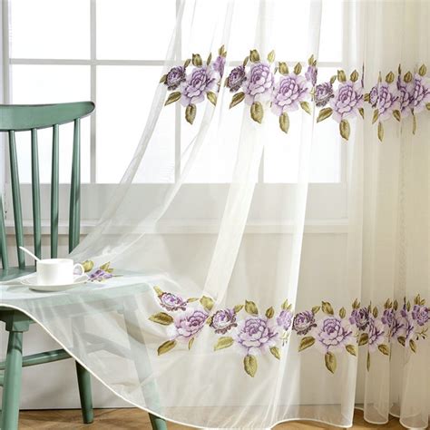 Collection by elrene home fashions. Purple Flower Sheer Curtain American Simple Embroidered ...