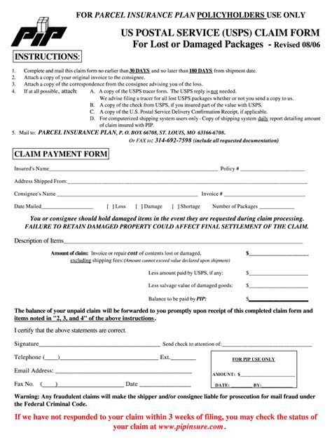 For lost or damaged packages ‐ revised 02/15a. Postal claim form - Fill Out and Sign Printable PDF ...