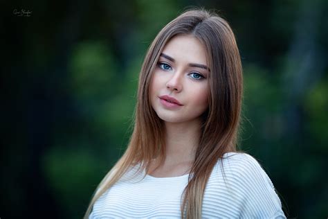 Wallpaper ID Women Outdoors Outdoors Model Polina Kostyuk Brunette Face Looking