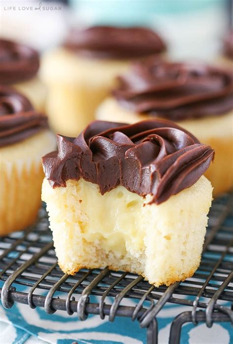 Add sugar, cornstarch, and milk to a saucepan and place over low to medium heat. Boston Cream Pie Cupcakes | Delicious Cream Filled ...