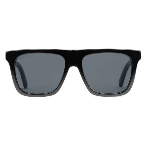 gucci rectangular frame acetate sunglasses black acetate grey lens gucci eyewear avvenice