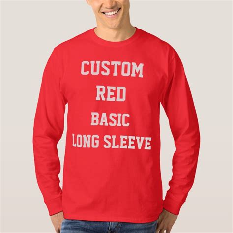 Custom Personalised Mens Red Long Sleeve T Shirt Uk