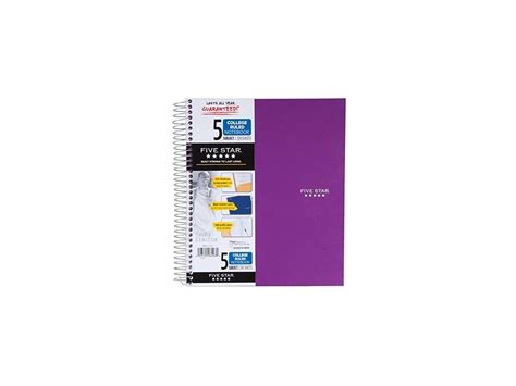 Mead Five Star Spiral Notebook College Ruled 5 Subject 85 X 11