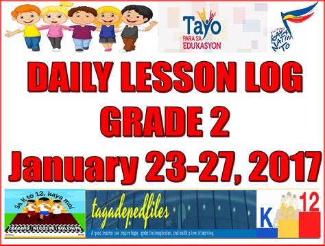Tagadepedfiles Daily Lesson Log Grade 2 January 23 272017