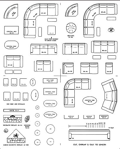 Includes a room layout and furniture templates free. pattern for building quarter scale miniature dollhouse ...